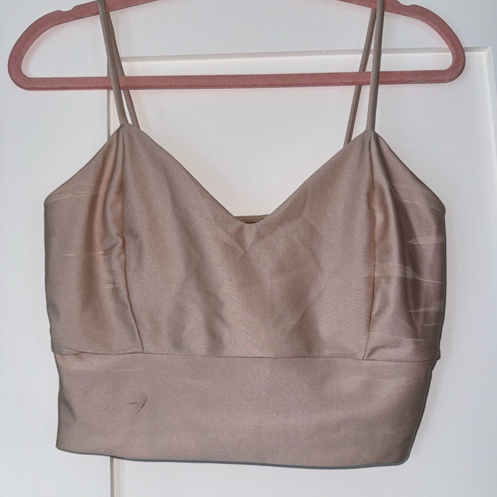 Marshalls Elegant Beige Satin Top